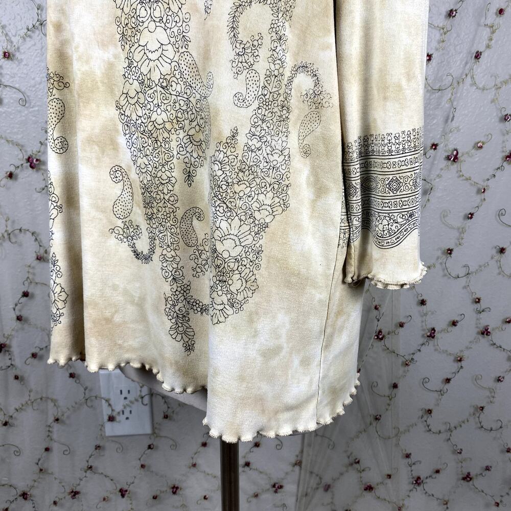 Avenue Vtg Y2K Rhinestone Paisley Lettuce Hem Summery Boho Hippie Sweater Top 2X - Picture 7 of 12